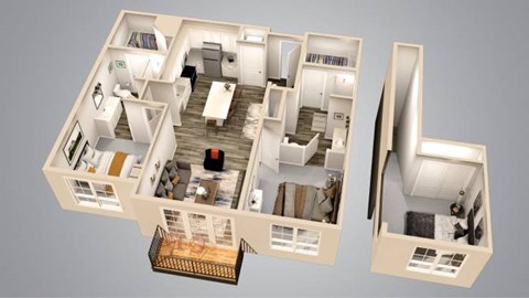 Floor plan for 2 beds, 2 baths, 1558 sqft
